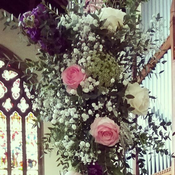 Pink and white church flowers, Kibworth Leicestershire